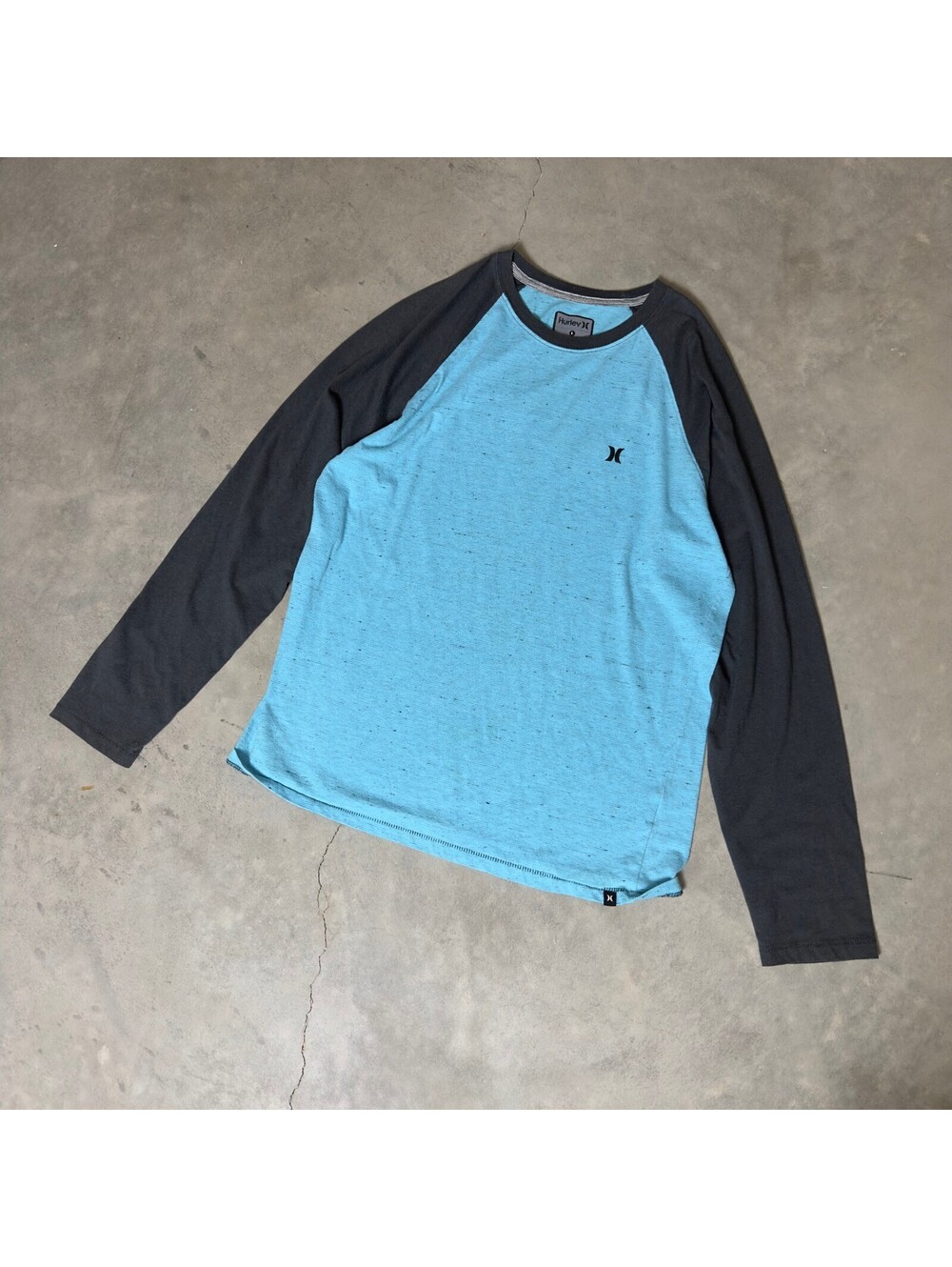 Hurley Raglan Long Sleeve Shirt Mens L Blue Grey Heathered